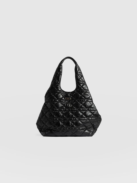 Large Stella Quilted Shoulder Tote Bag Black - Women's Bags | Saint + Sofia® EU