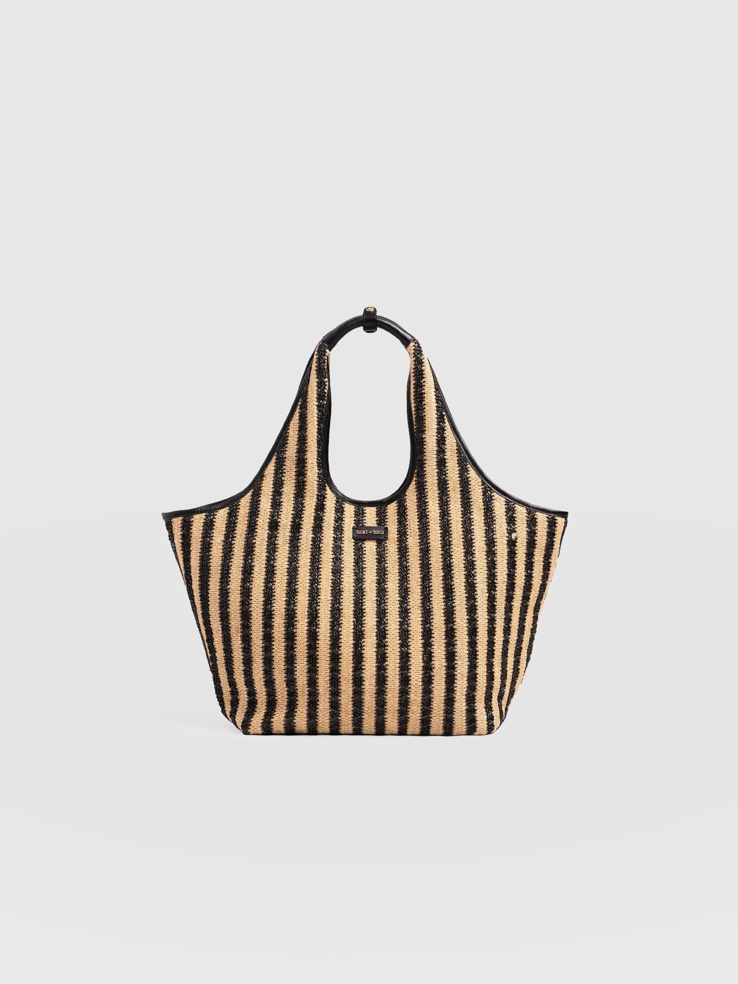 Large Stella Shoulder Tote Bag - Black Raffia - Women's Handbags | Saint + Sofia® EU