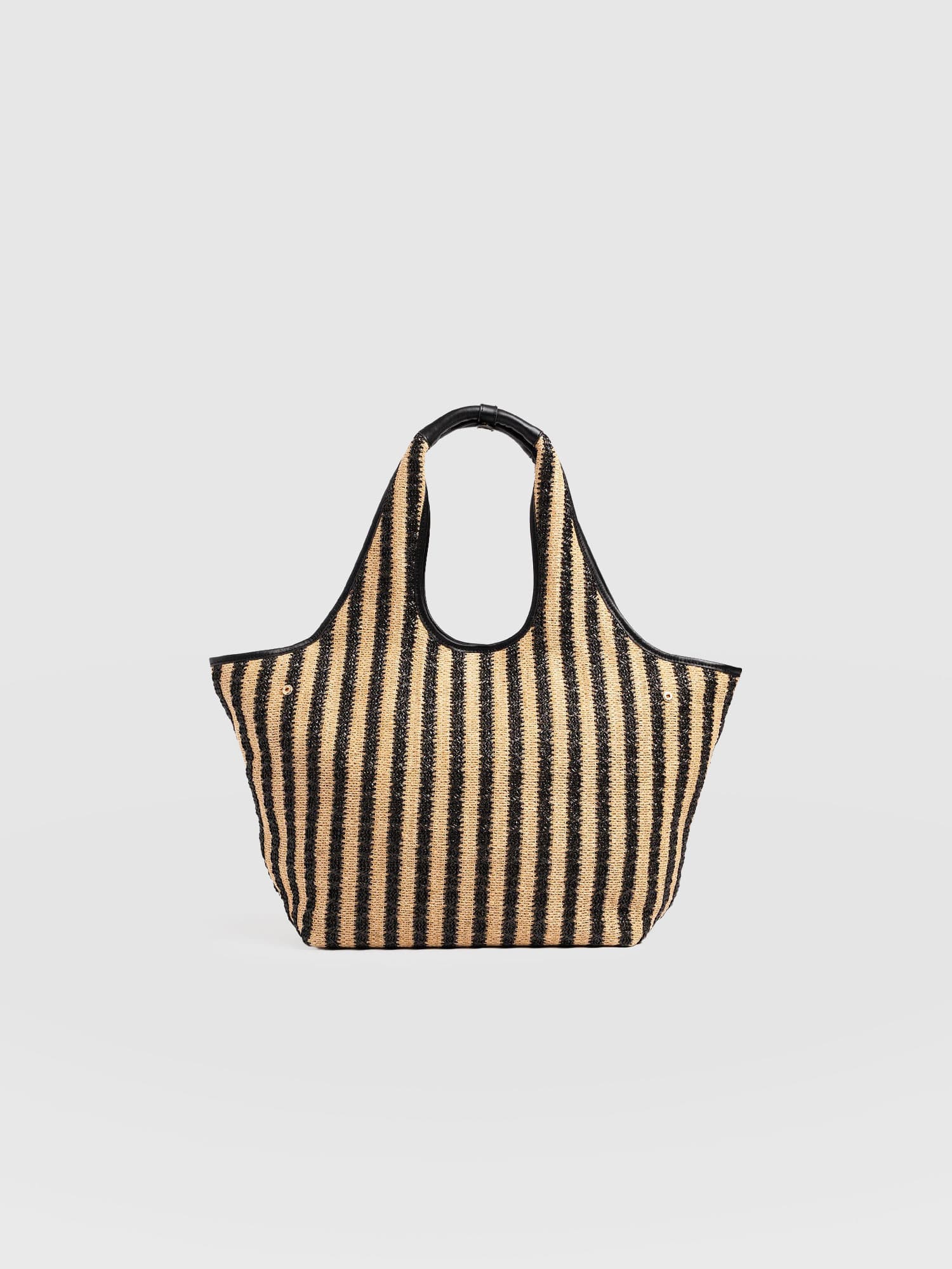 Large Stella Shoulder Tote Bag - Black Raffia - Women's Handbags | Saint + Sofia® EU