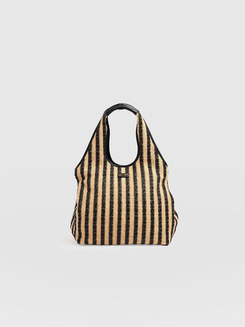 Large Stella Shoulder Tote Bag - Black Raffia - Women's Handbags | Saint + Sofia® EU