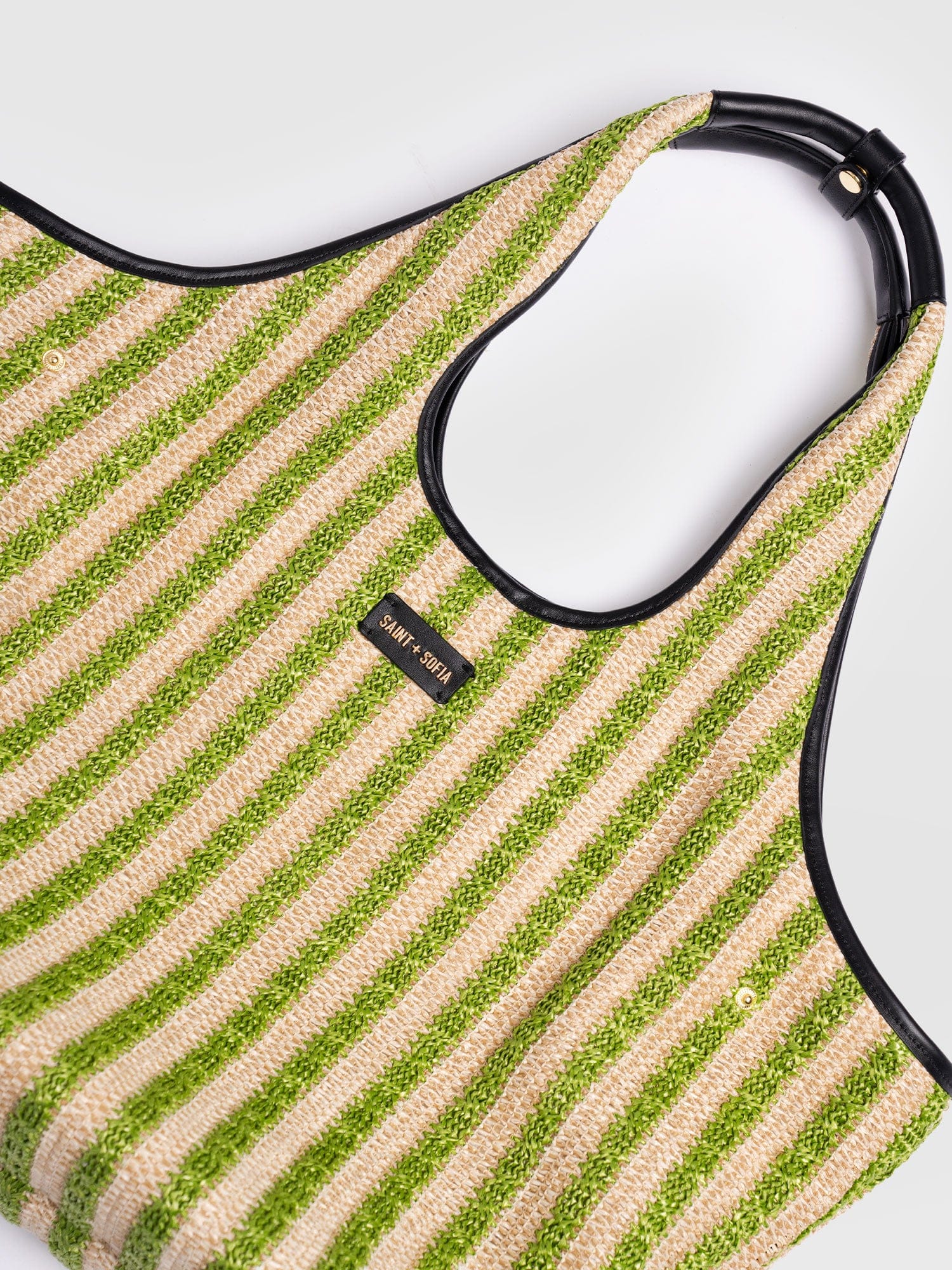 Large Stella Shoulder Tote Bag - Green Raffia - Women's Handbags | Saint + Sofia® EU