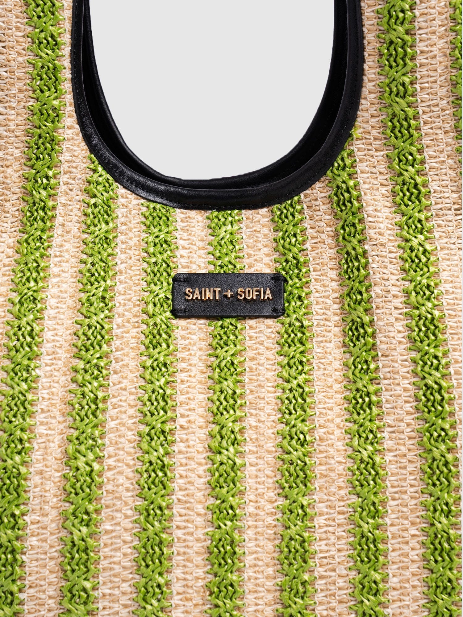 Large Stella Shoulder Tote Bag - Green Raffia - Women's Handbags | Saint + Sofia® EU