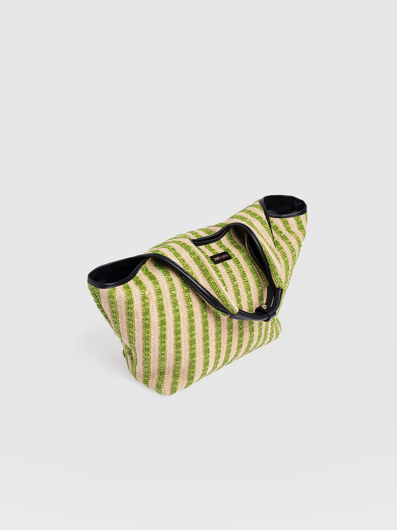 Large Stella Shoulder Tote Bag - Green Raffia - Women's Handbags | Saint + Sofia® EU