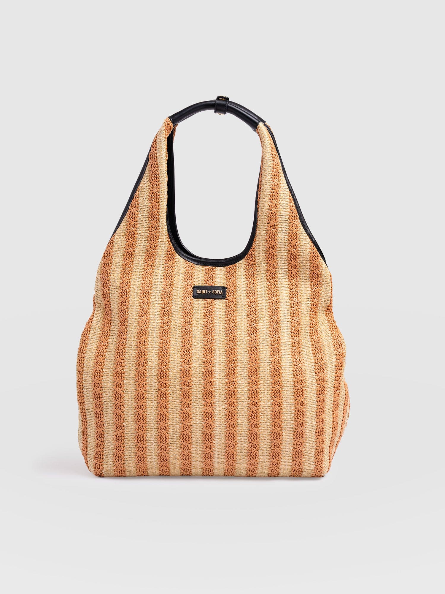 Large Stella Shoulder Tote Bag - Orange Raffia - Women's Handbags | Saint + Sofia® EU
