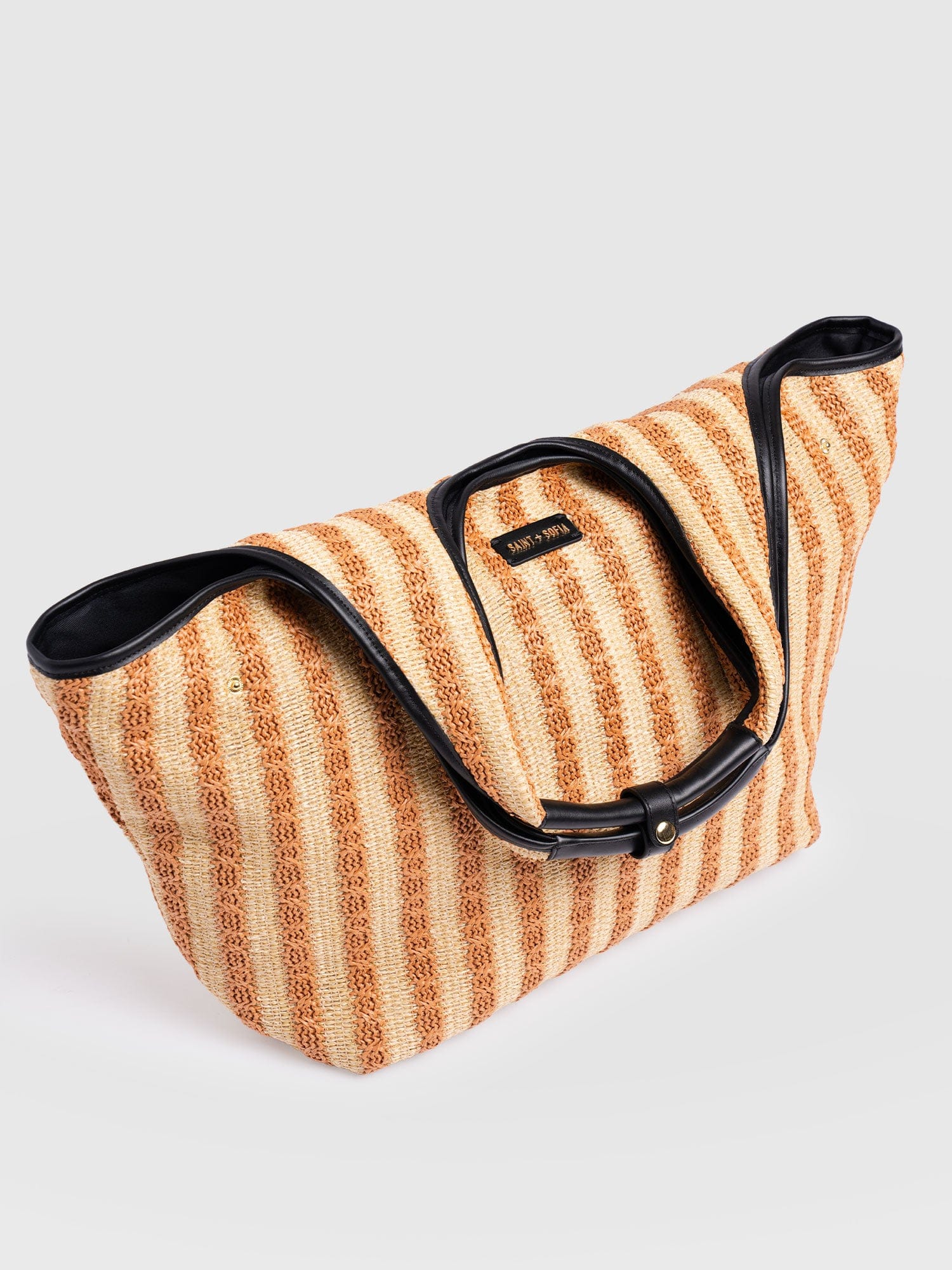 Large Stella Shoulder Tote Bag - Orange Raffia - Women's Handbags | Saint + Sofia® EU