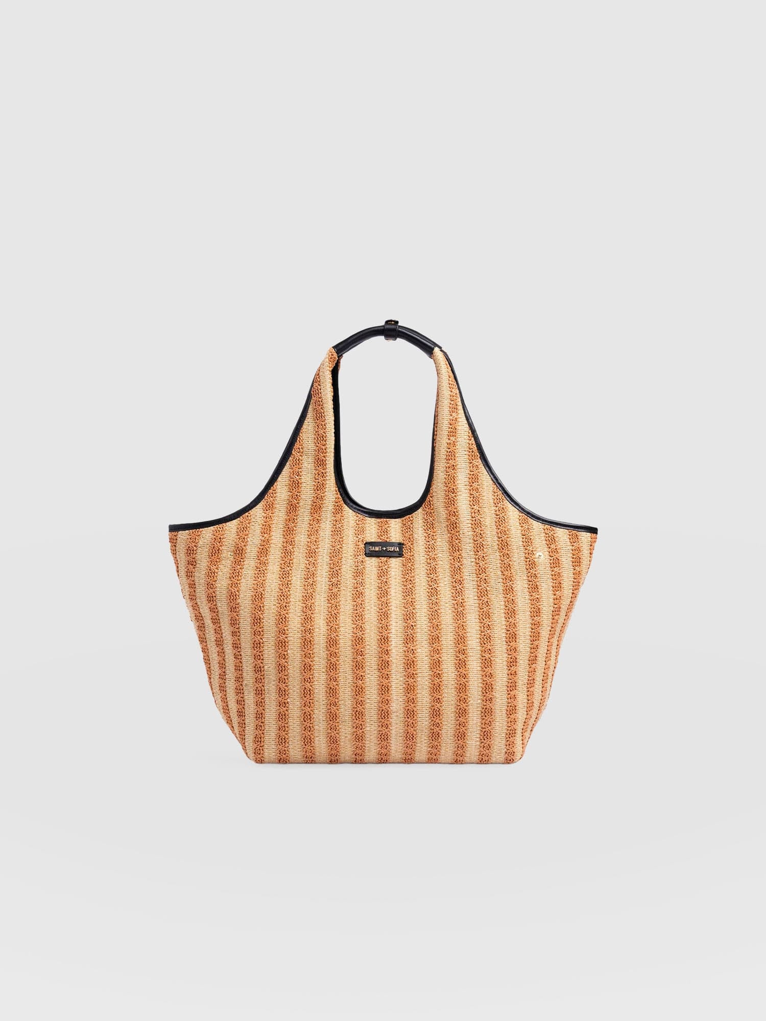 Large Stella Shoulder Tote Bag - Orange Raffia - Women's Handbags | Saint + Sofia® EU