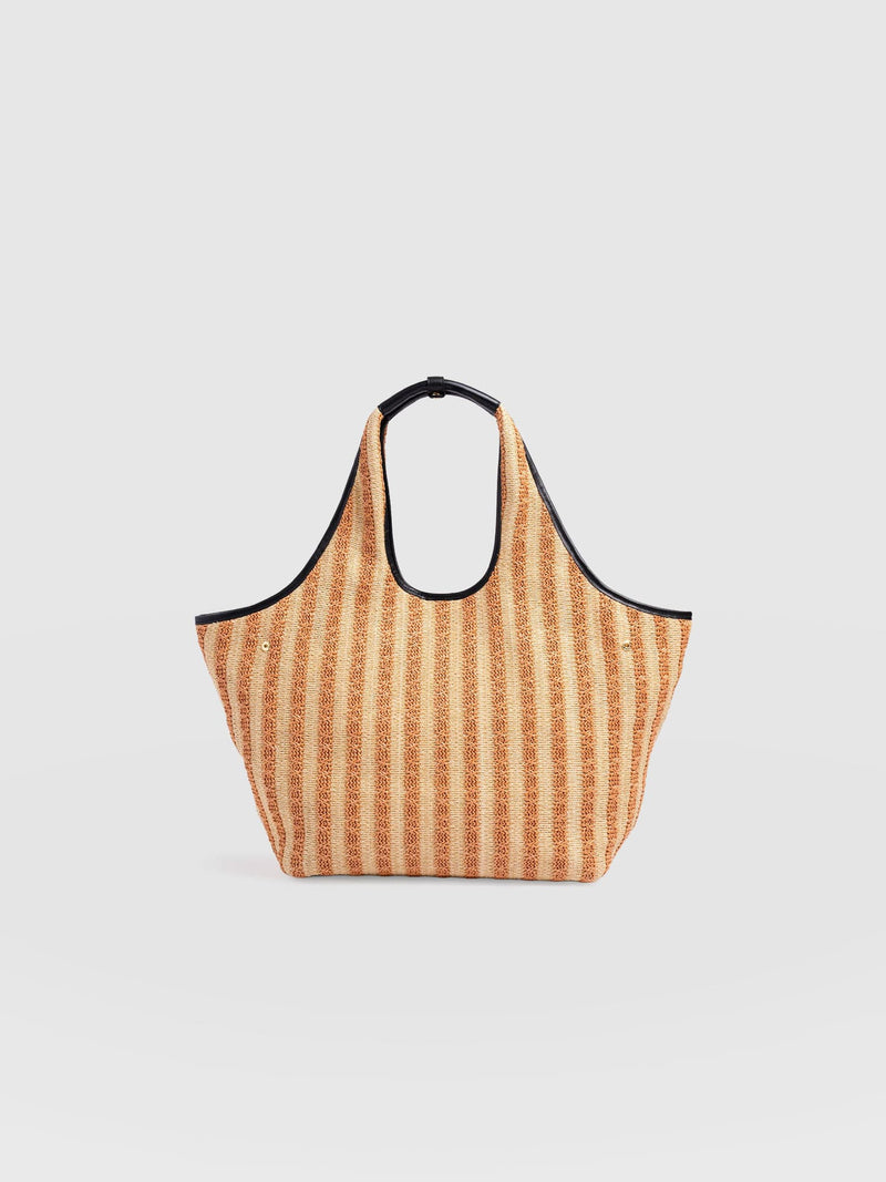 Large Stella Shoulder Tote Bag - Orange Raffia - Women's Handbags | Saint + Sofia® EU