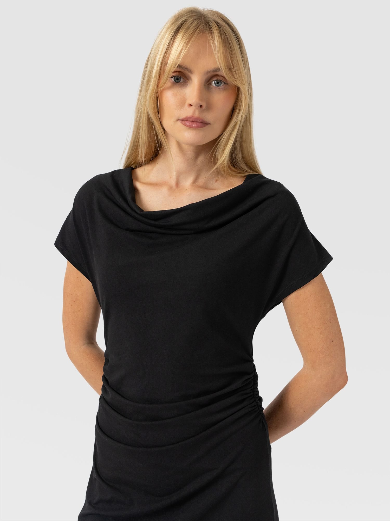 Laurie Cowl Neck Dress - Black - Women's Dresses | Saint and Sofia® EU