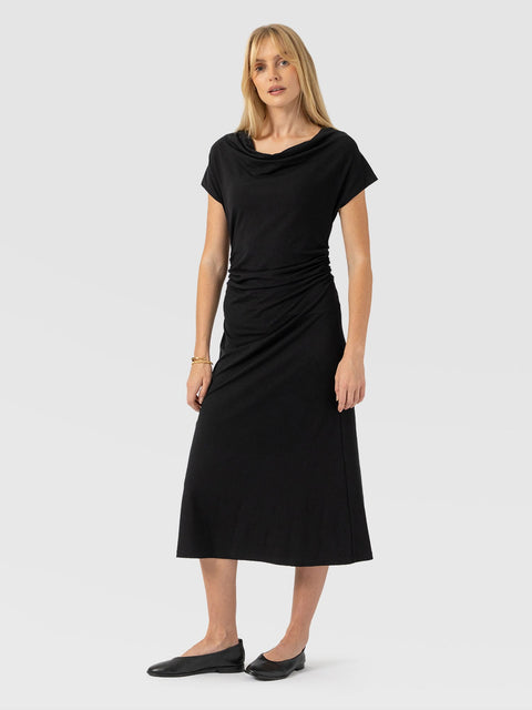 Laurie Cowl Neck Dress - Black - Women's Dresses | Saint and Sofia® EU