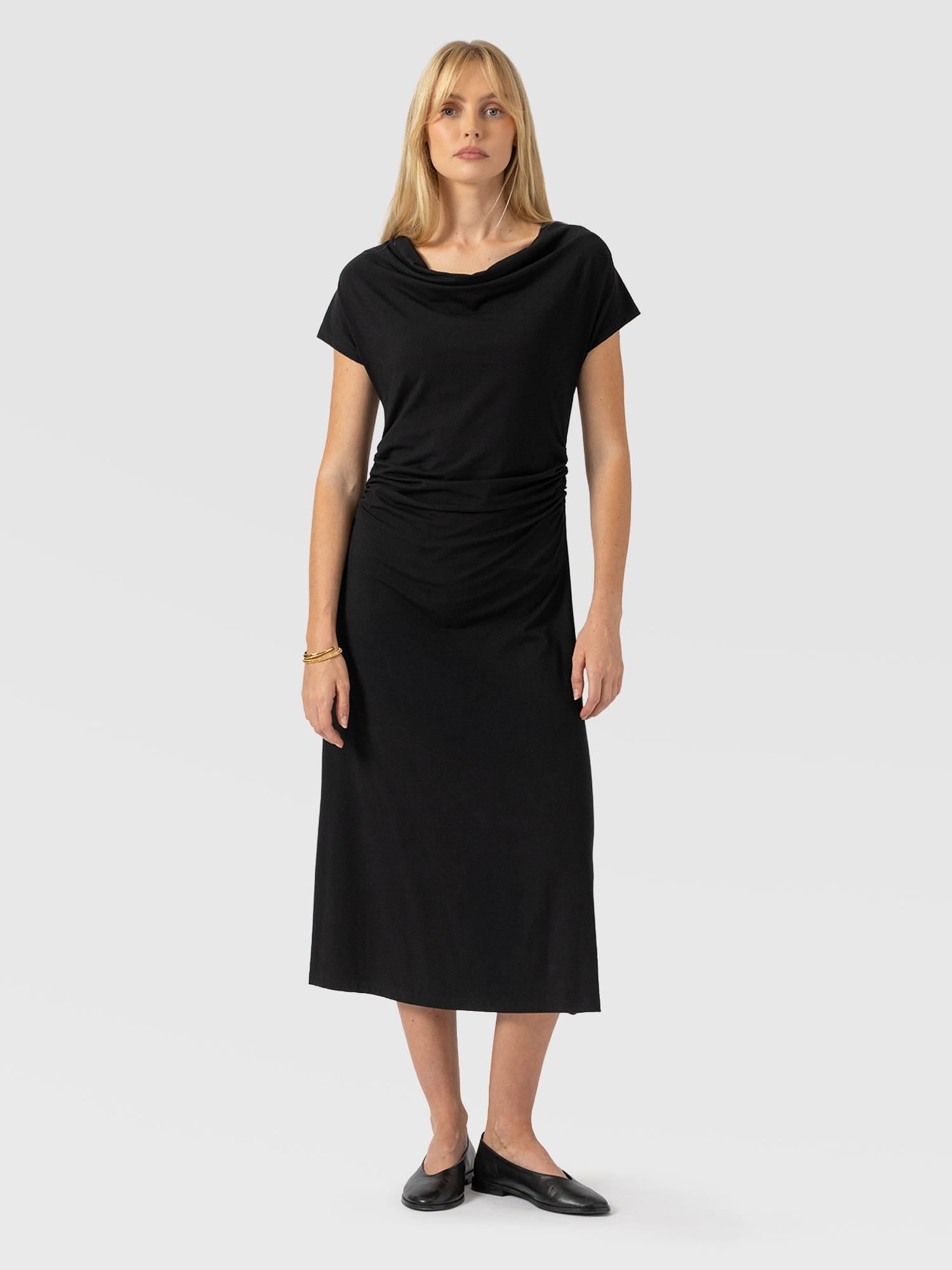 Laurie Cowl Neck Dress - Black - Women's Dresses | Saint and Sofia® EU