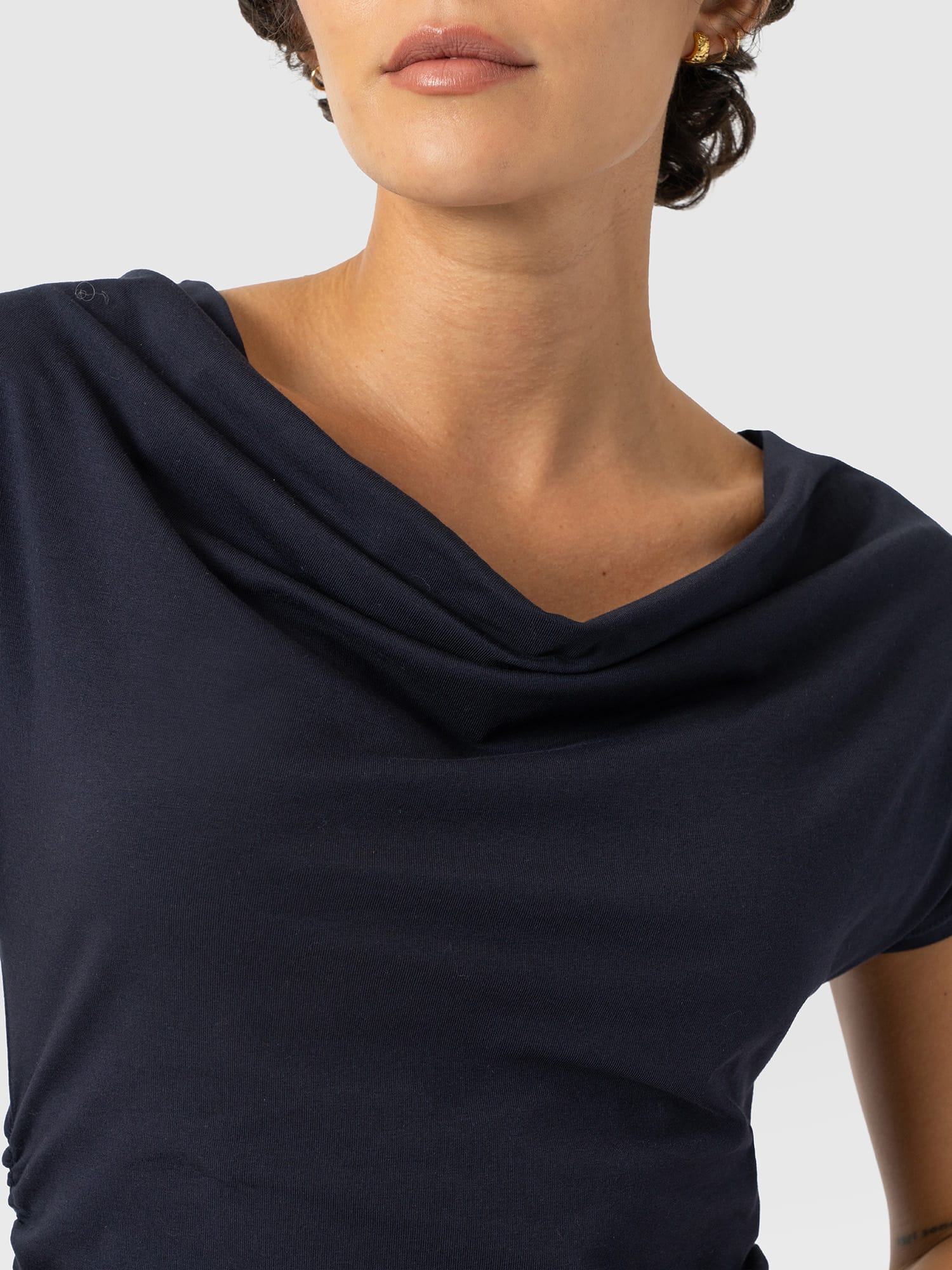 Laurie Cowl Neck Dress - Navy - Women's Dresses | Saint and Sofia® EU