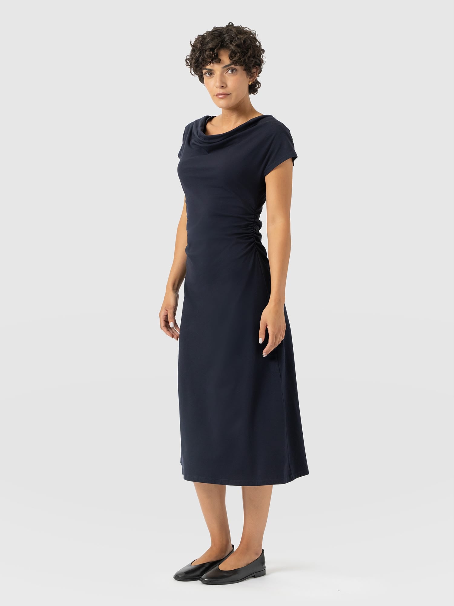 Laurie Cowl Neck Dress - Navy - Women's Dresses | Saint and Sofia® EU