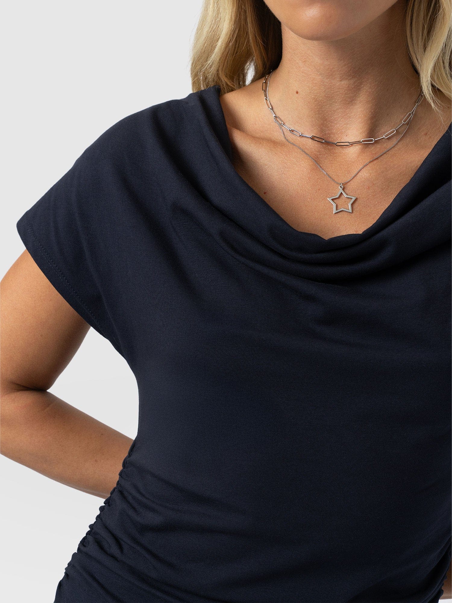 Laurie Cowl Neck Dress - Navy - Women's Dresses | Saint + Sofia® EU