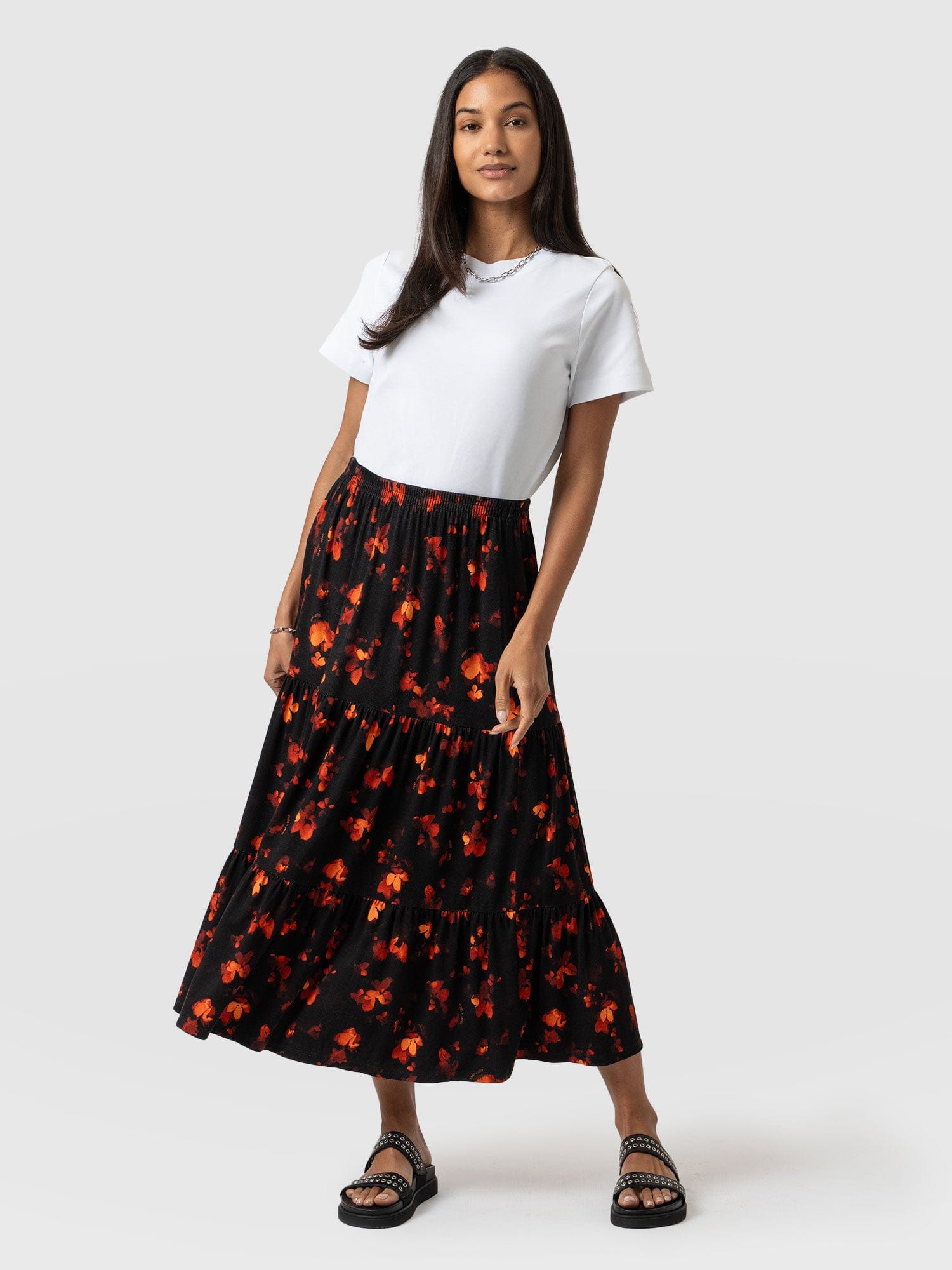 Lexi High Low Skirt Black Confetti Petal  - Women's Skirts | Saint + Sofia® EU