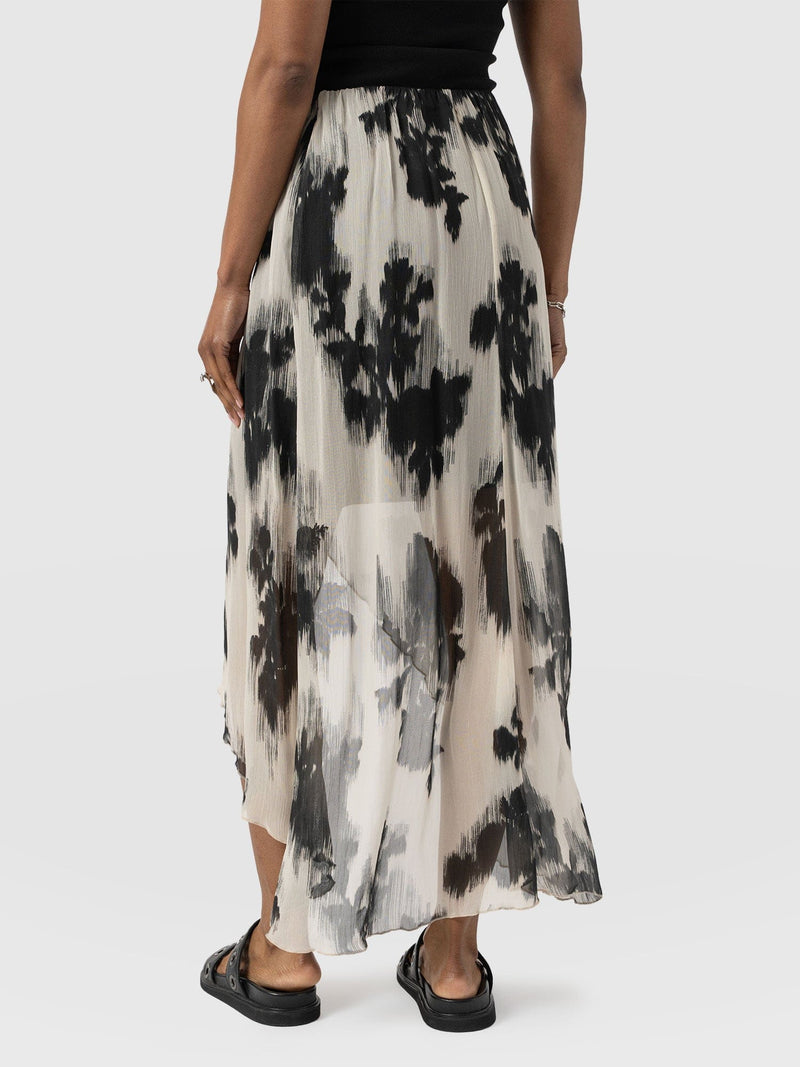 Lexi High Low Skirt - White Fade Floral - Women's Skirts | Saint + Sofia® EU