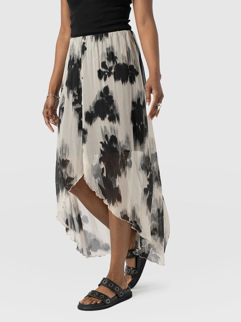 Lexi High Low Skirt - White Fade Floral - Women's Skirts | Saint + Sofia® EU