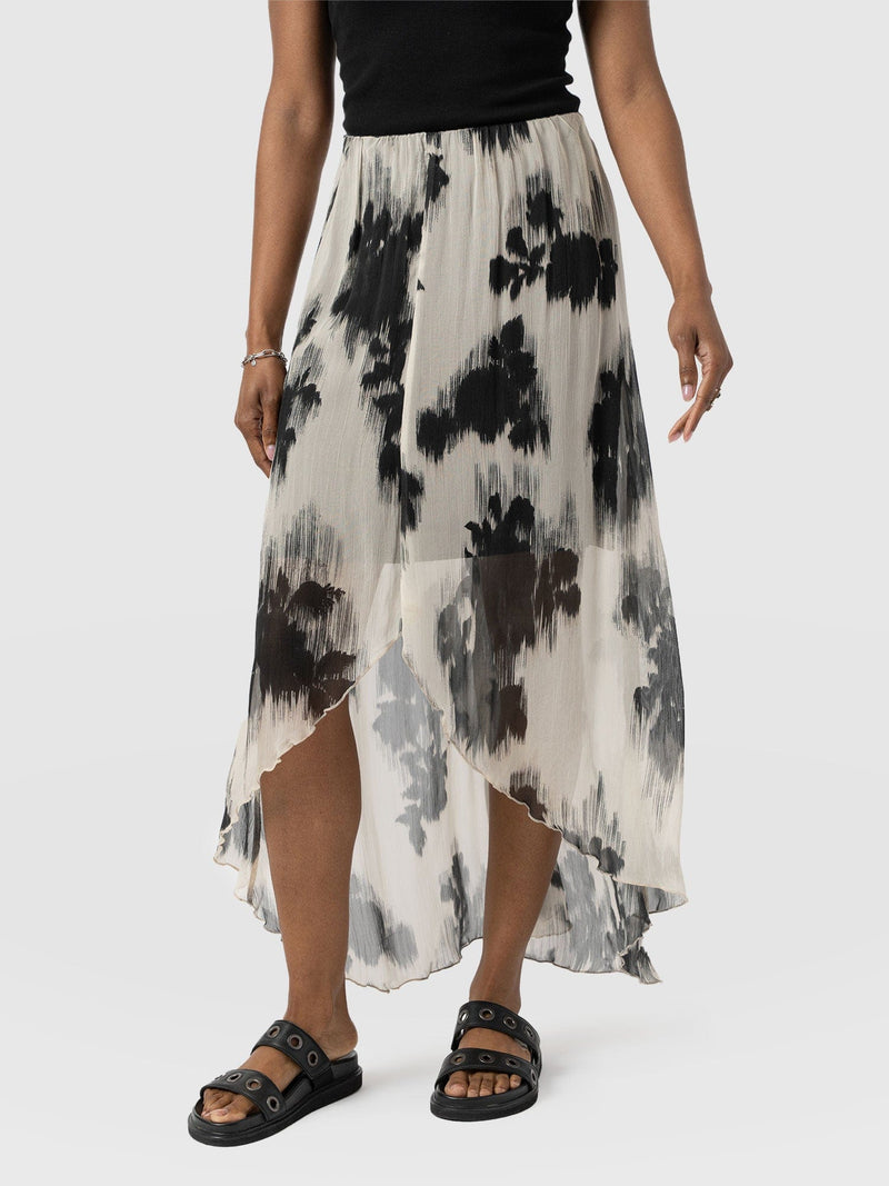 Lexi High Low Skirt - White Fade Floral - Women's Skirts | Saint + Sofia® EU