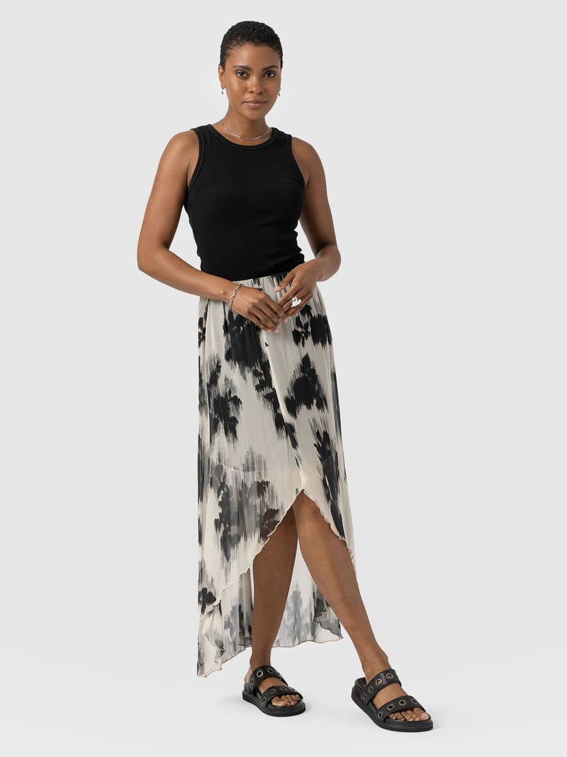 Lexi High Low Skirt - White Fade Floral - Women's Skirts | Saint + Sofia® EU