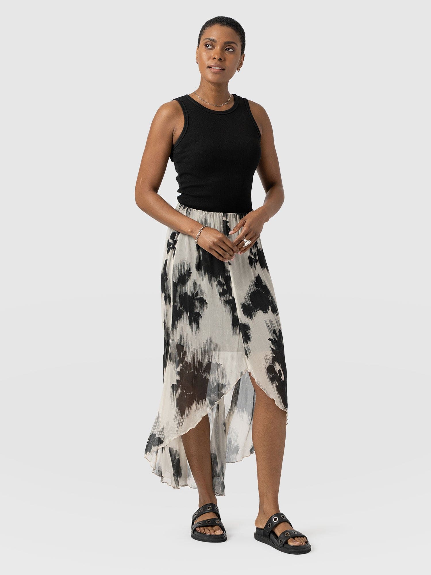 Lexi High Low Skirt - White Fade Floral - Women's Skirts | Saint + Sofia® EU