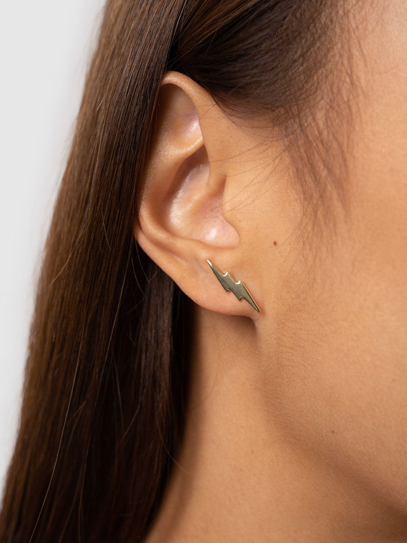 Lightning Bolt Stud Earrings Gold - Women's Earrings | Saint + Sofia® EU