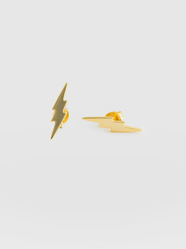 Lightning Bolt Stud Earrings Gold - Women's Earrings | Saint + Sofia® EU