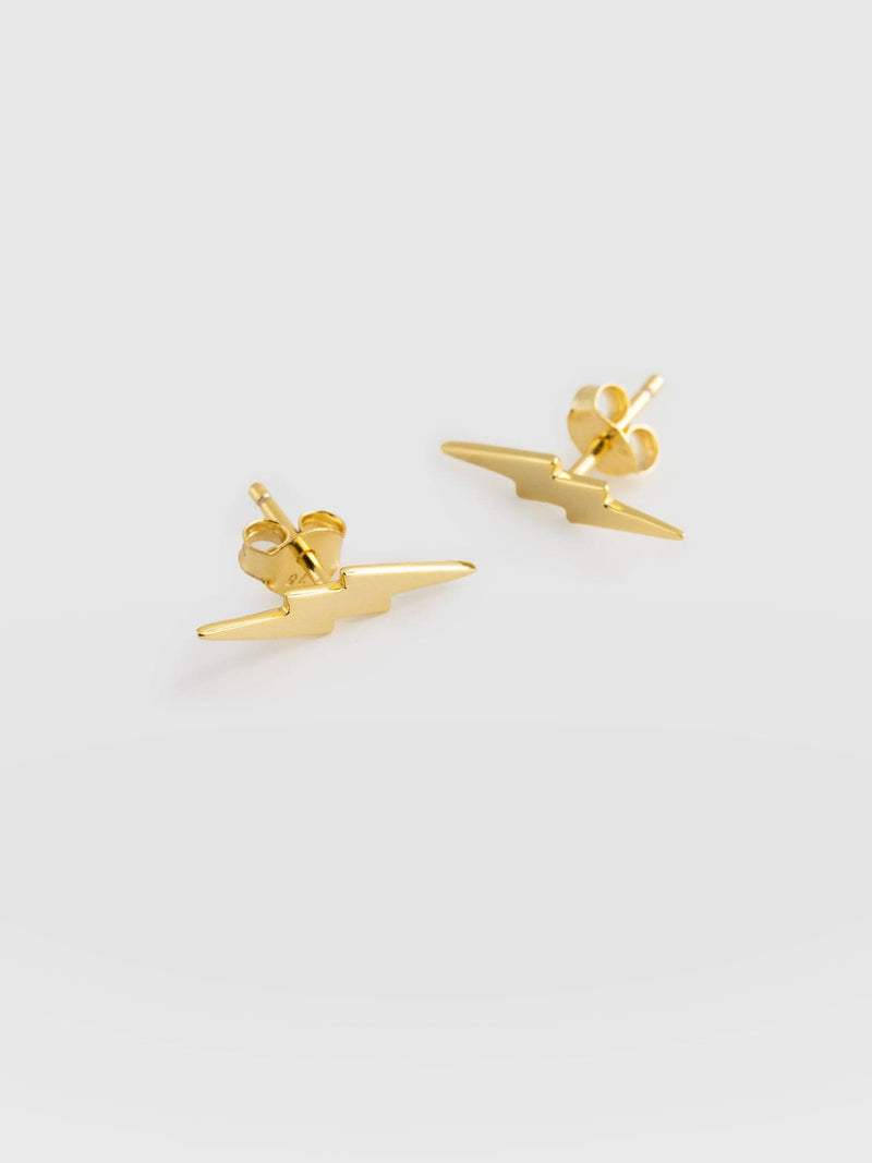 Lightning Bolt Stud Earrings Gold - Women's Earrings | Saint + Sofia® EU