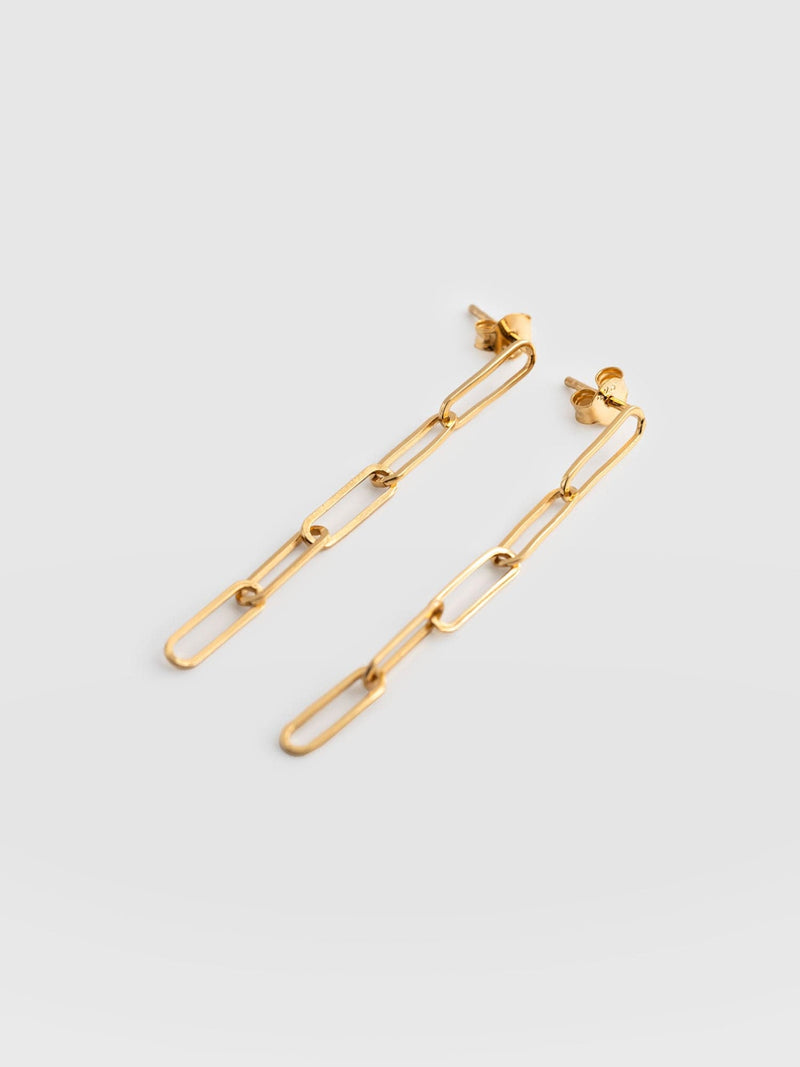 Link Chain Drop Earrings Gold - Women's Jewellery | Saint + Sofia® EU