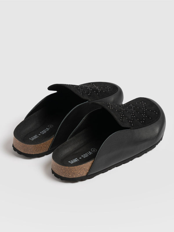 Lottie Studded Clogs Black - Women's Shoes | Saint + Sofia® UK