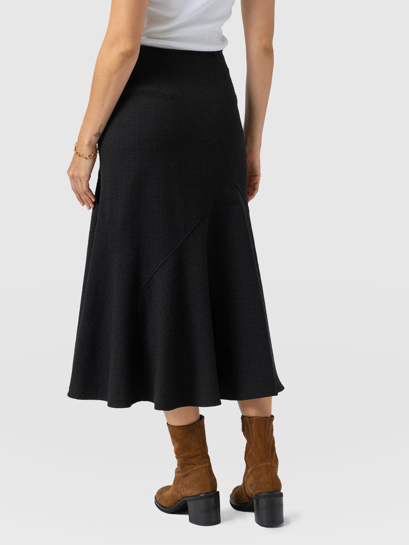 Lumi Panelled Skirt  - Black Boucle - Women's Skirts | Saint + Sofia® EU