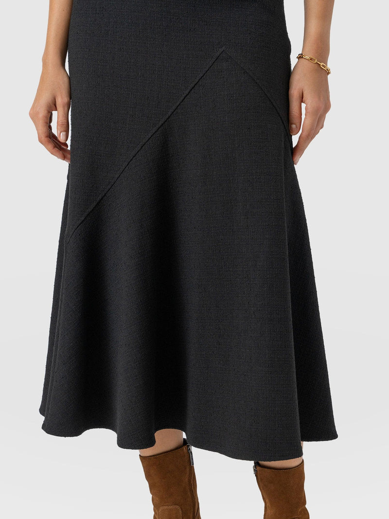 Lumi Panelled Skirt  - Black Boucle - Women's Skirts | Saint + Sofia® EU