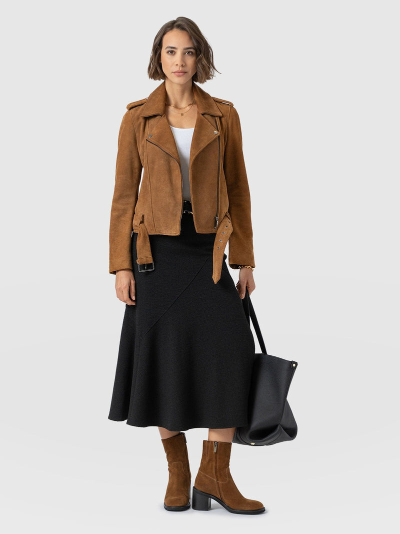 Lumi Panelled Skirt  - Black Boucle - Women's Skirts | Saint + Sofia® EU