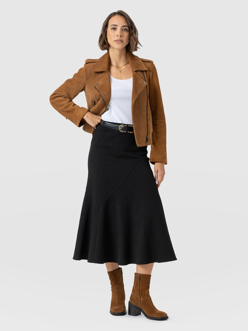 Lumi Panelled Skirt  - Black Boucle - Women's Skirts | Saint + Sofia® EU