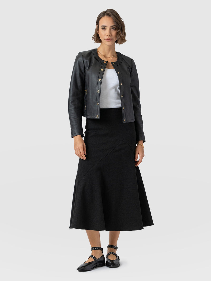 Lumi Panelled Skirt  - Black Boucle - Women's Skirts | Saint + Sofia® EU
