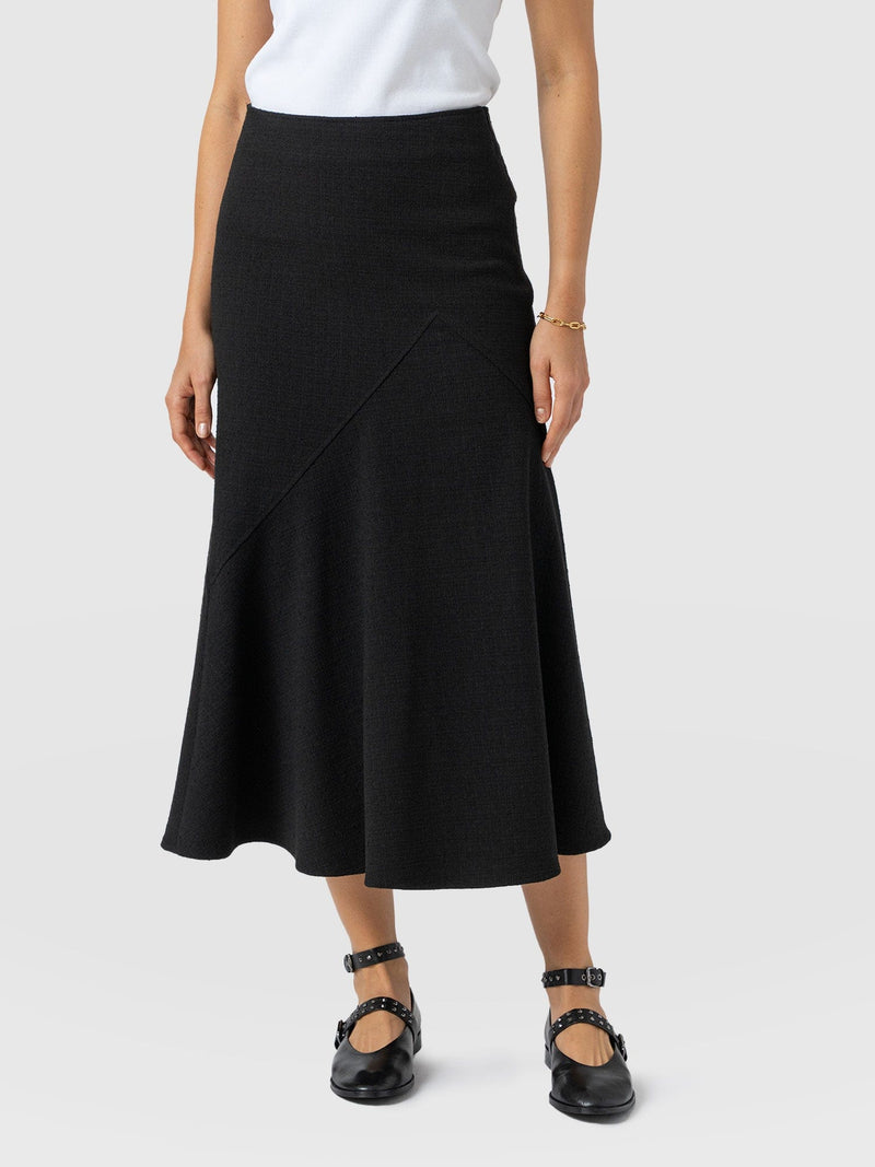 Lumi Panelled Skirt  - Black Boucle - Women's Skirts | Saint + Sofia® EU