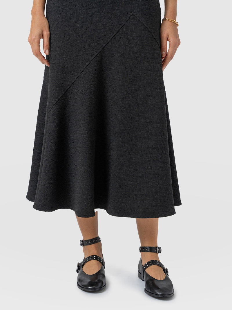Lumi Panelled Skirt  - Black Boucle - Women's Skirts | Saint + Sofia® EU