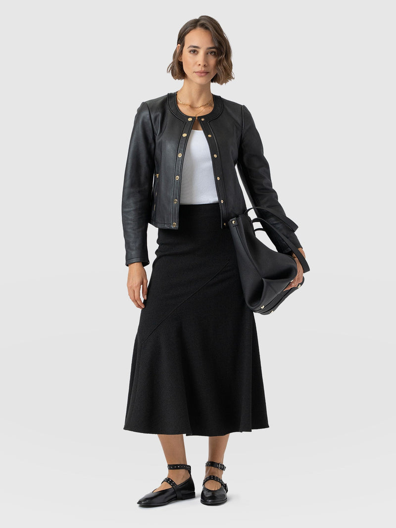 Lumi Panelled Skirt  - Black Boucle - Women's Skirts | Saint + Sofia® EU