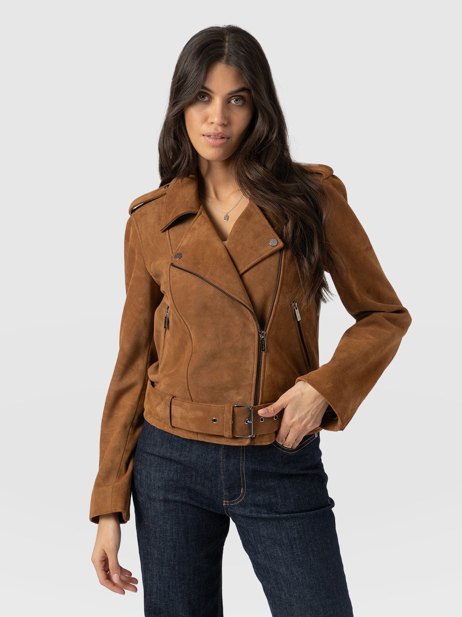 Luther Leather Biker Jacket Tan - Women's Leather Jacket | Saint + Sofia® EU