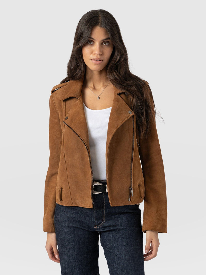 Luther Leather Biker Jacket Tan - Women's Leather Jacket | Saint + Sofia® EU