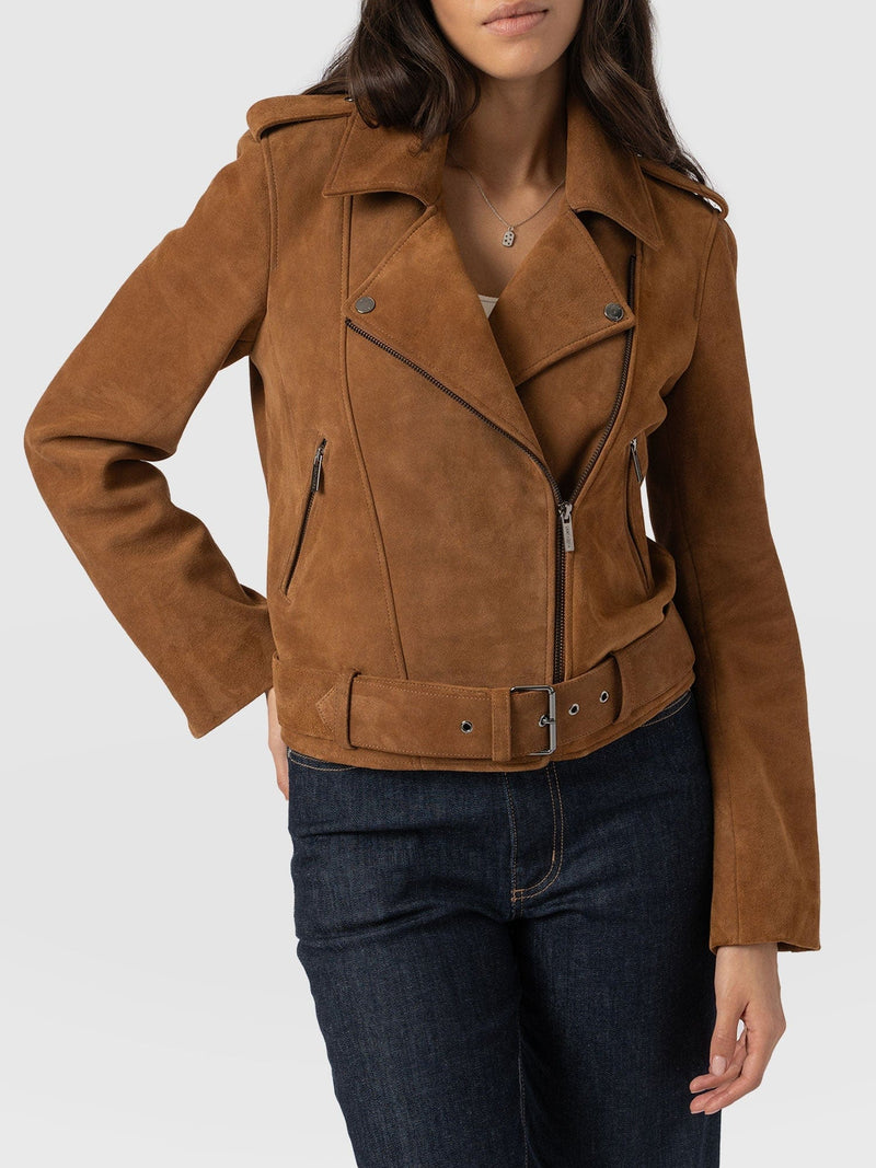 Luther Leather Biker Jacket Tan - Women's Leather Jacket | Saint + Sofia® EU