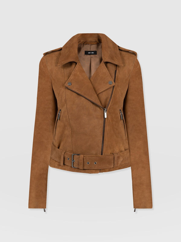 Luther Leather Biker Jacket Tan - Women's Leather Jacket | Saint + Sofia® EU