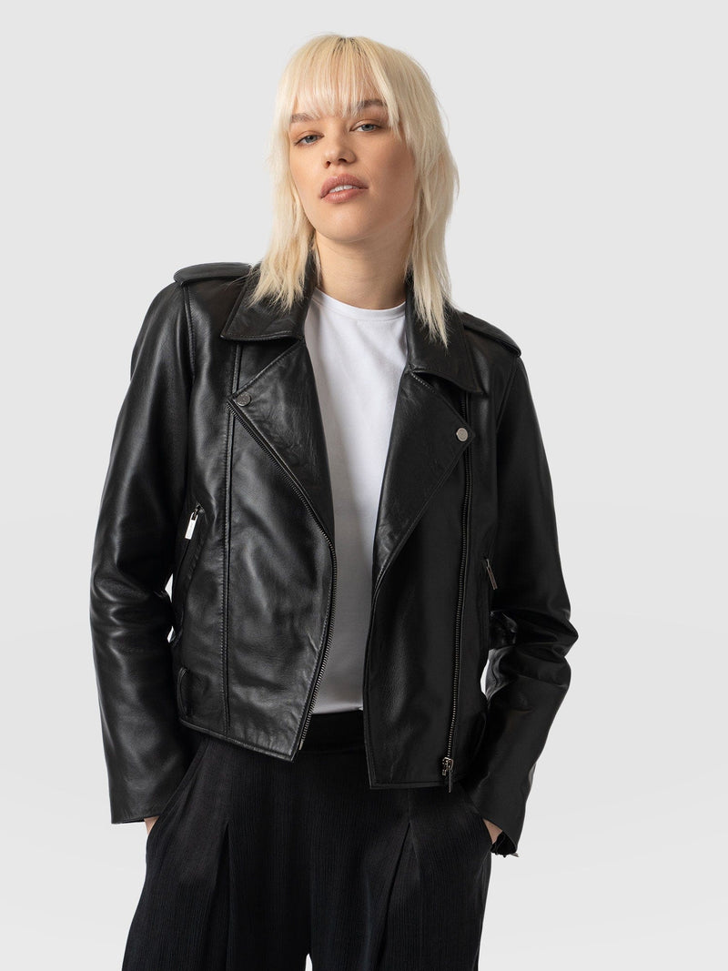 Luther Leather Jacket Black - Women's Leather Jacket | Saint + Sofia® UEU