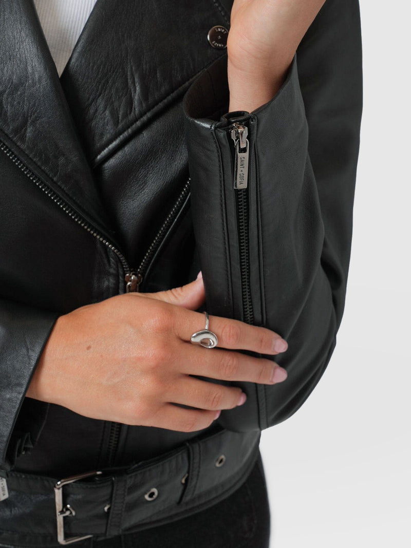 Luther Leather Jacket Black - Women's Leather Jacket | Saint + Sofia® UEU