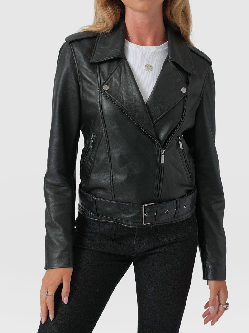 Luther Leather Jacket Black - Women's Leather Jacket | Saint + Sofia® UEU