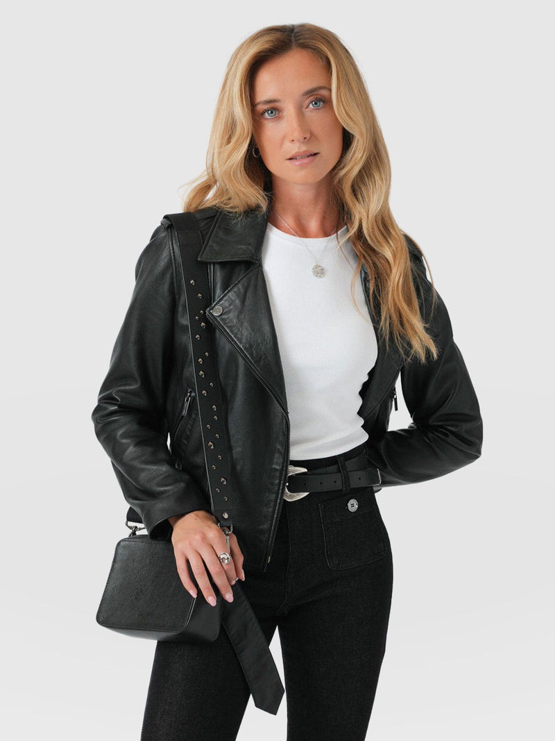 Luther Leather Jacket Black - Women's Leather Jacket | Saint + Sofia® UEU