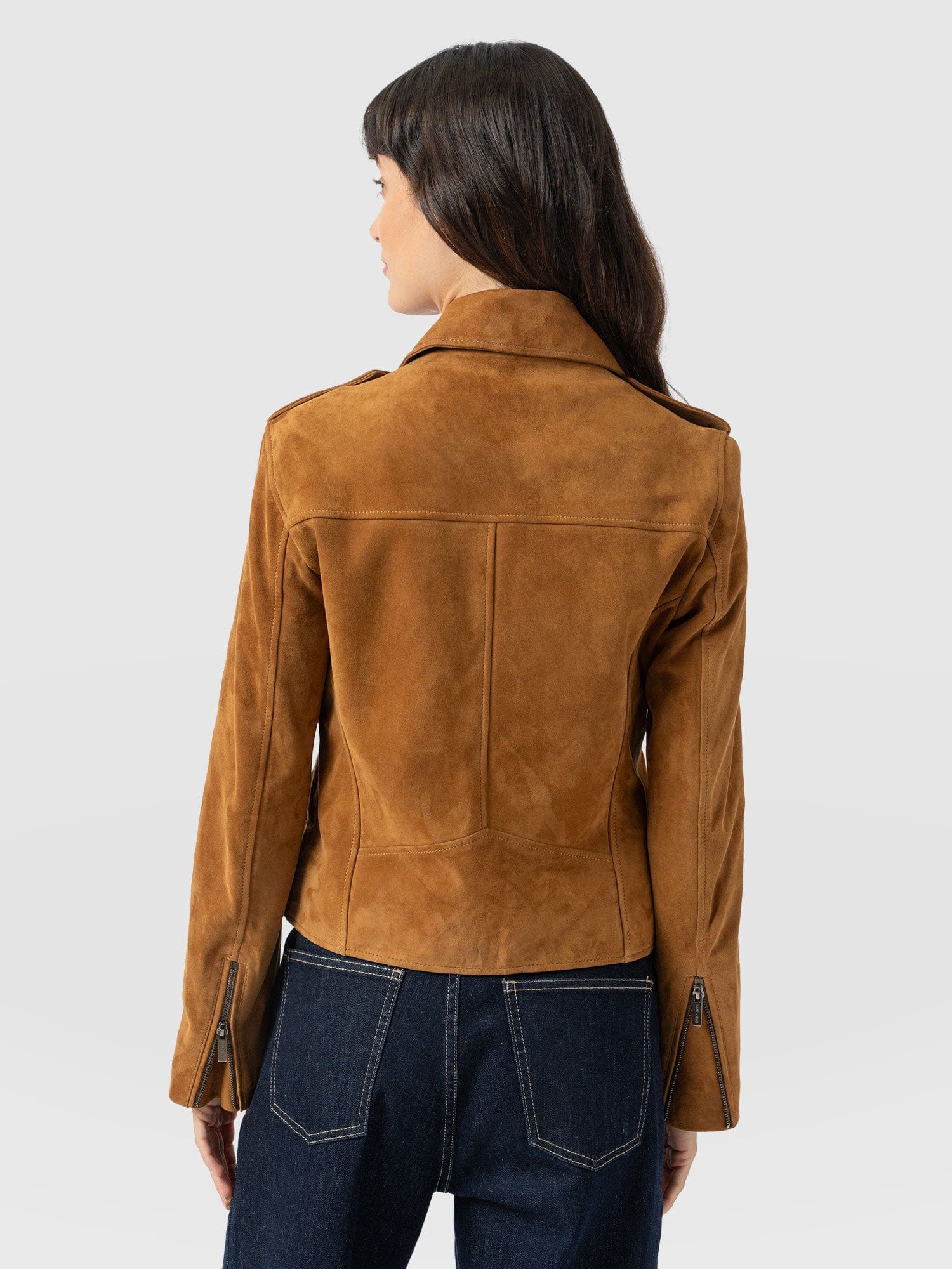 Luther Leather Jacket - Camel Suede - Women's Leathers | Saint + Sofia® EU