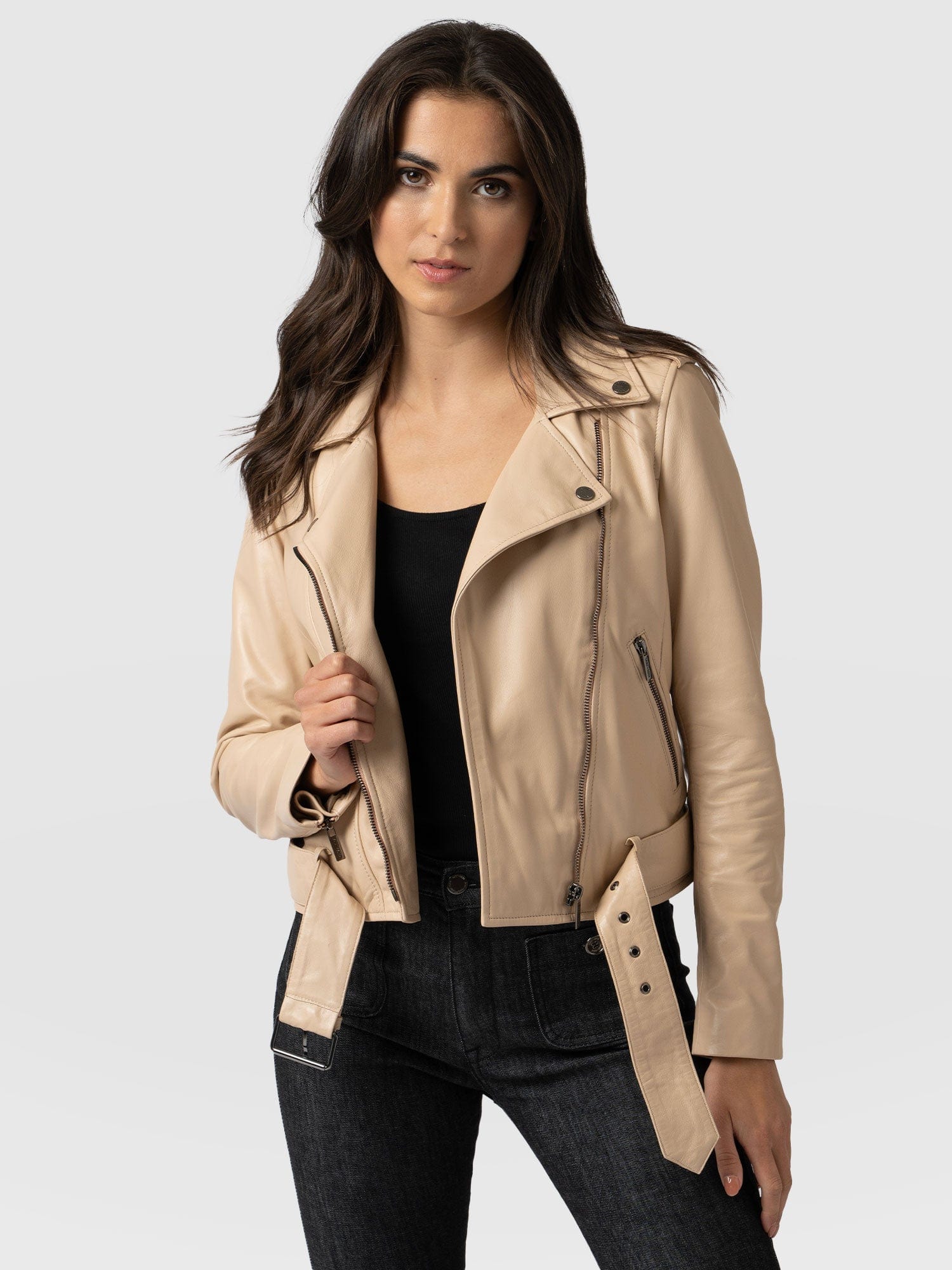 Luther Leather Jacket Nude - Women's Leather Jacket | Saint + Sofia® EU