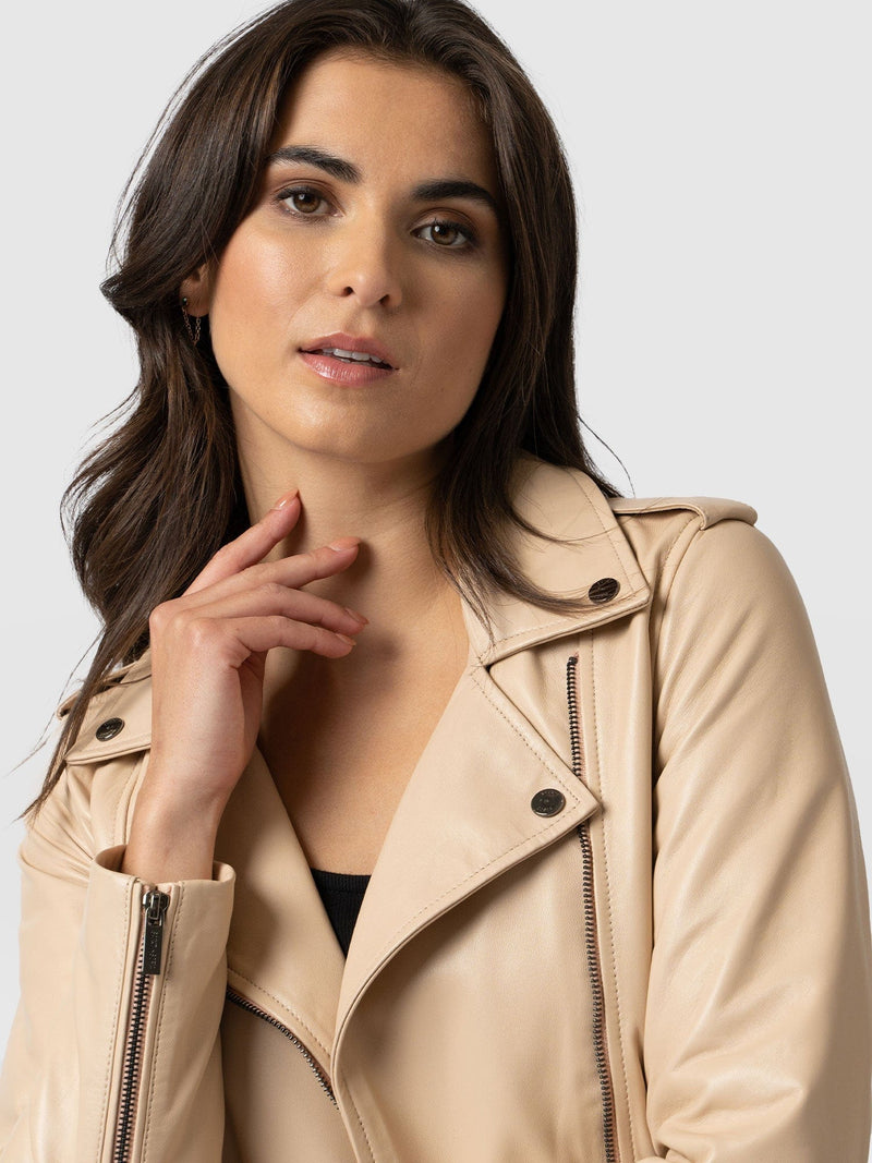 Luther Leather Jacket Nude - Women's Leather Jacket | Saint + Sofia® EU