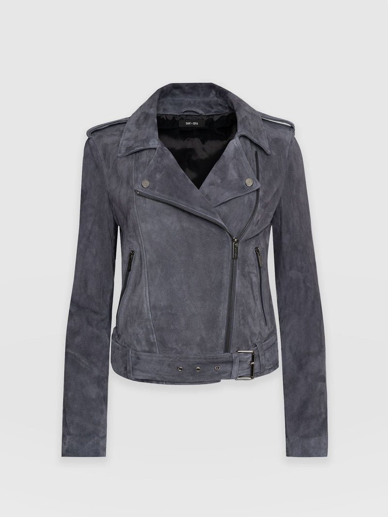 Luther Suede Jacket Charcoal - Women's Leather Jacket | Saint + Sofia® EU