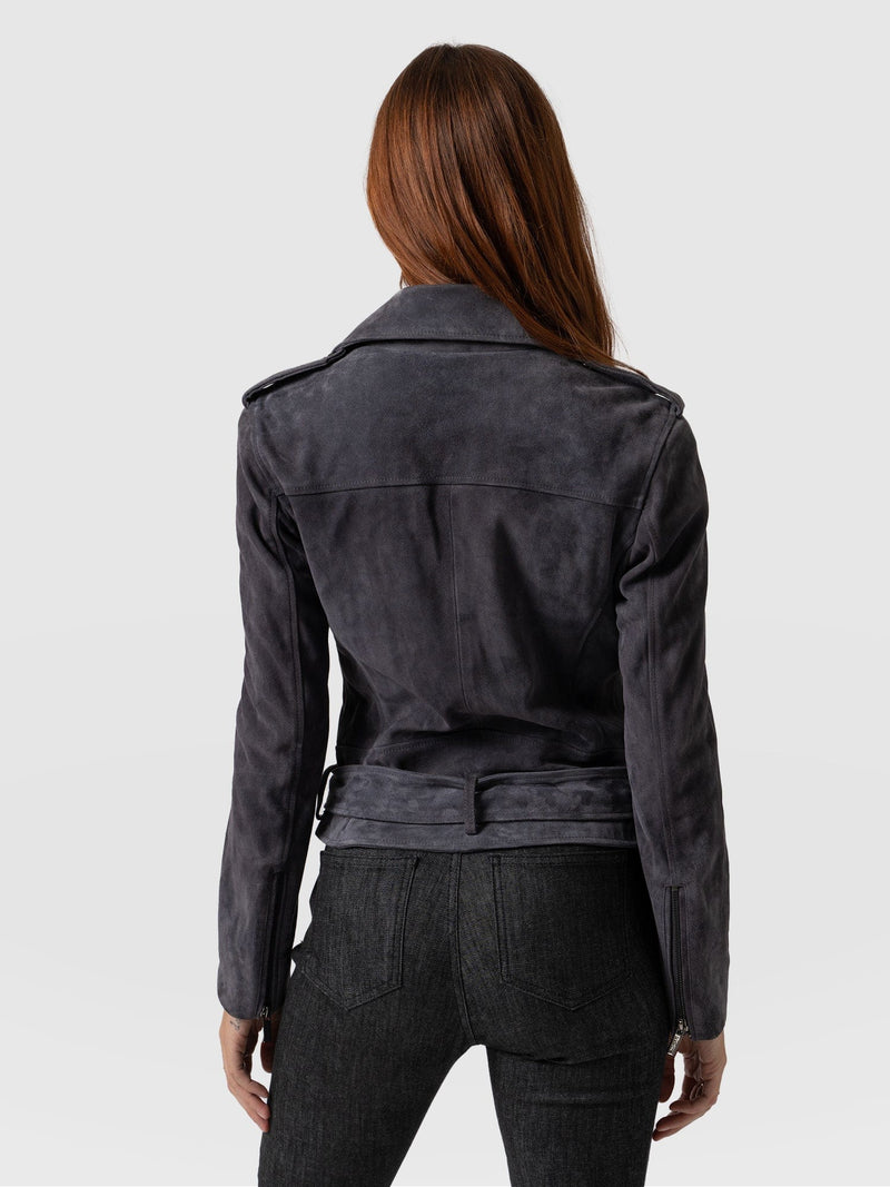 Luther Suede Jacket Charcoal - Women's Leather Jacket | Saint + Sofia® EU