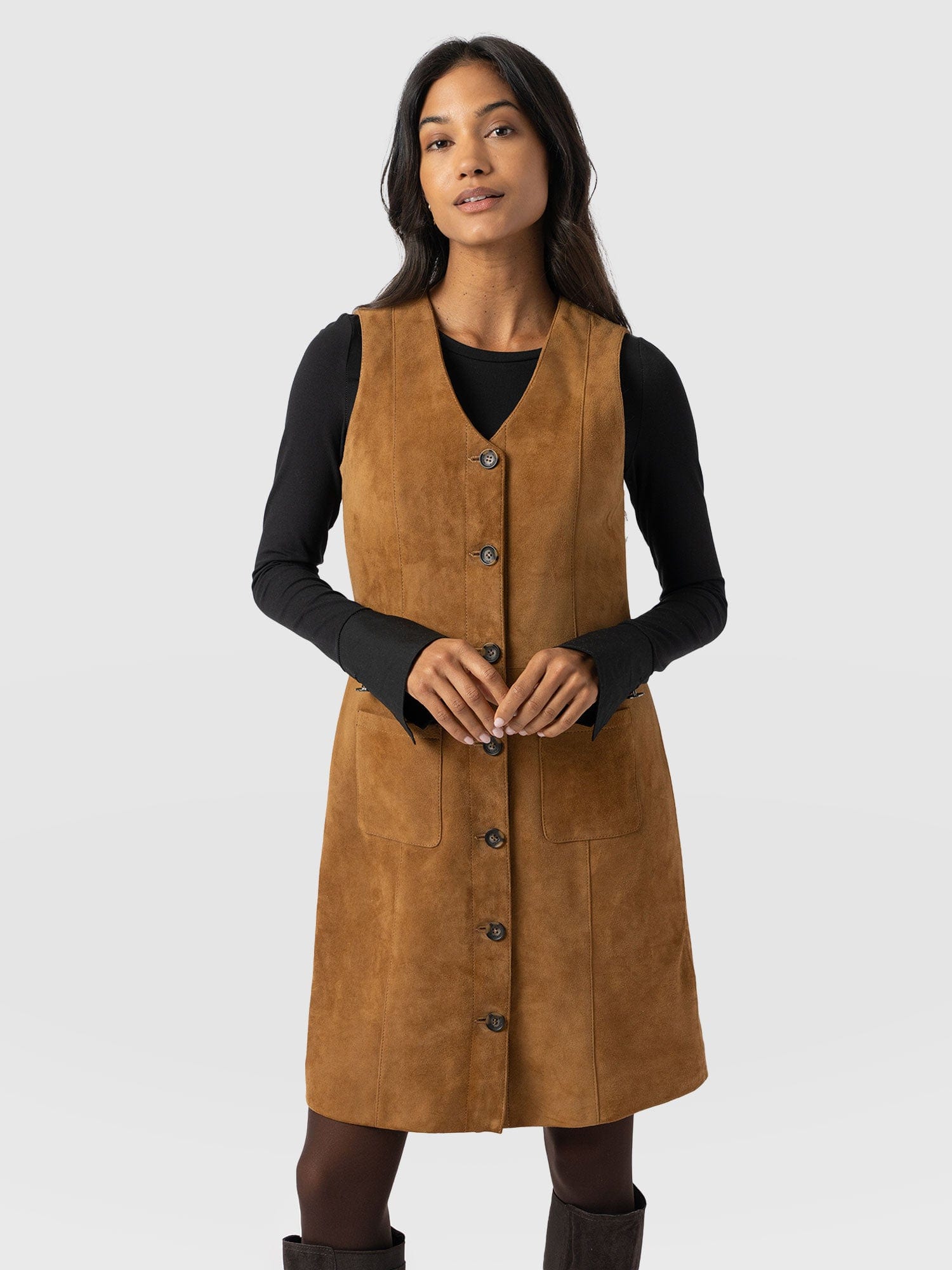 Luther Suede Mini Dress - Camel - Women's Dresses | Saint + Sofia® EU
